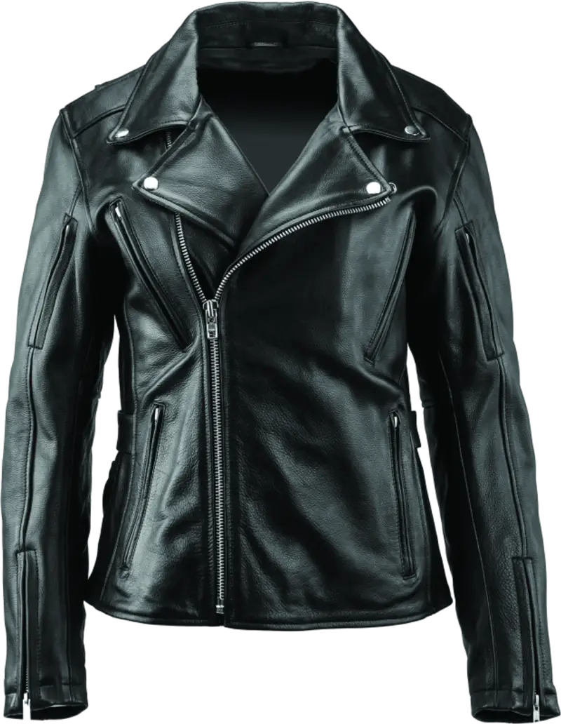 Black leather motorcycle jacket from River Road Ironclad Classic collection for women