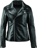 Black leather motorcycle jacket from River Road Ironclad Classic collection for women