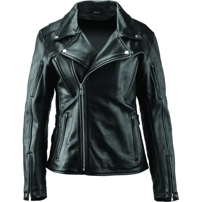 River Road Ironclad Classic Leather Jacket Black Womens - Medium - 094377 - Apparel