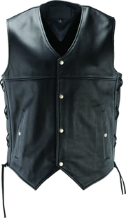 Black River Road skool leather vest with side laces in 3XL size for riders