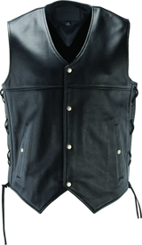 Black River Road skool leather vest with side laces in 4XL for a cool edgy look