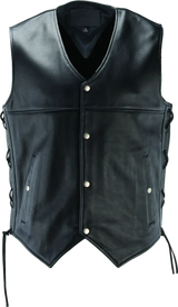 Black River Road skool leather vest with snap closures for 4XL size