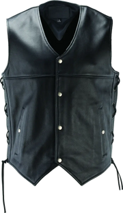 Black River Road skool leather vest with snap closures for 4XL size
