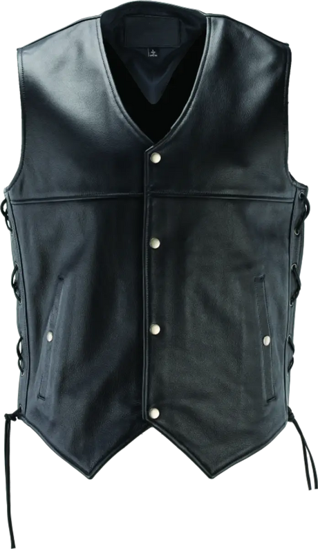 Black River Road skool leather vest with snap closures for 4XL size