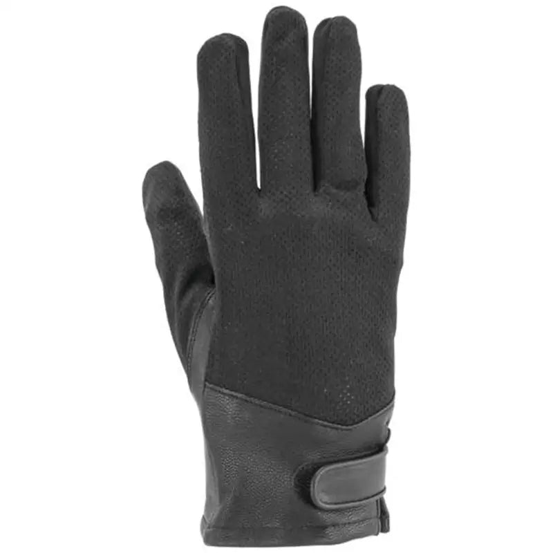 Black leather and fabric glove from River Road Pecos Leather Mesh Gloves Small