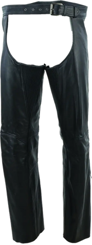 Black leather chaps from River Road Plains Leather Chaps 4XL for riding gear