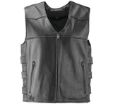 Black leather motorcycle vest from River Road Plains, road plains leather, 094411