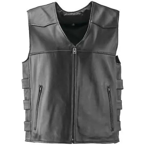 River Road Plains Leather Vest Black - Large - 094407 - Apparel
