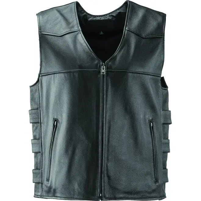 River Road Plains Leather Vest Black - Large - 094407 - Apparel