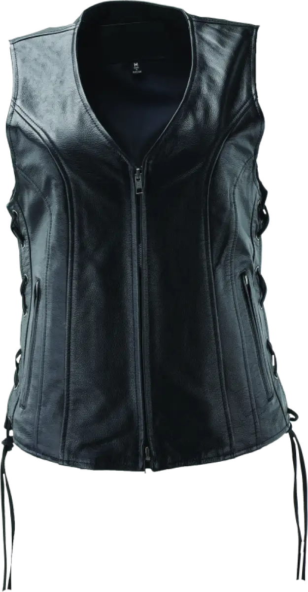 River Road Plains black leather vest with side pockets, small