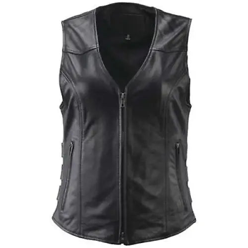 River Road Plains Leather Vest Black Womens - 2XL - 094416 - Apparel