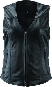 River Road Plains black leather zippered vest for women in 3XL style