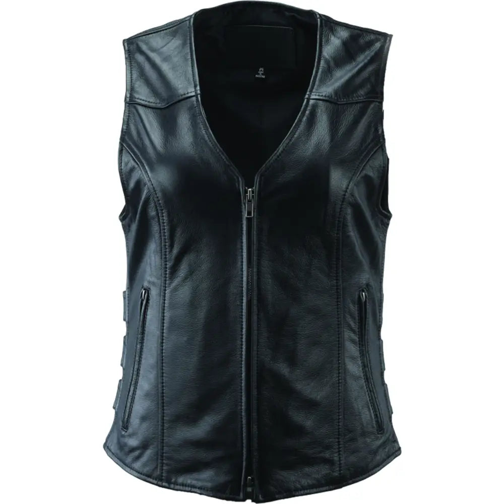 River Road Plains Leather Vest Black Womens - XL - 094415 - Apparel