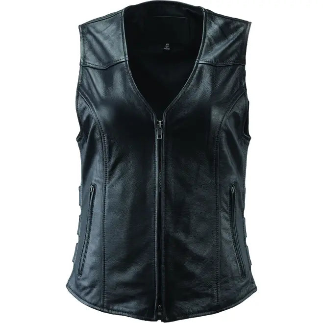 River Road Plains Leather Vest Black Womens - XL - 094415 - Apparel