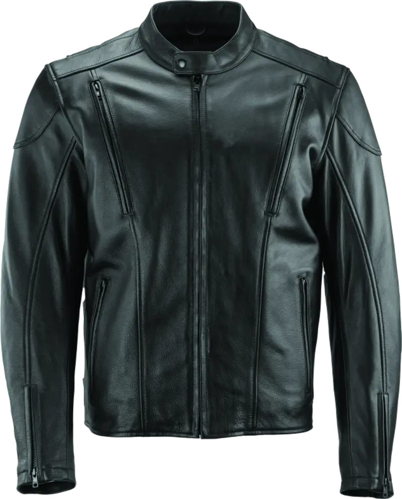 River Road Race leather jacket in black, small size with zippers and pockets