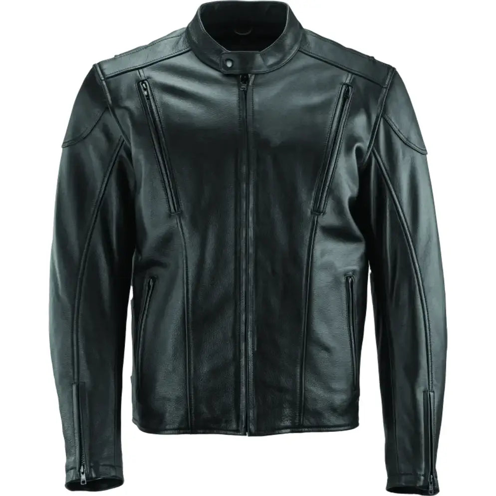 River Road Race leather jacket in black, small size with zippers and pockets