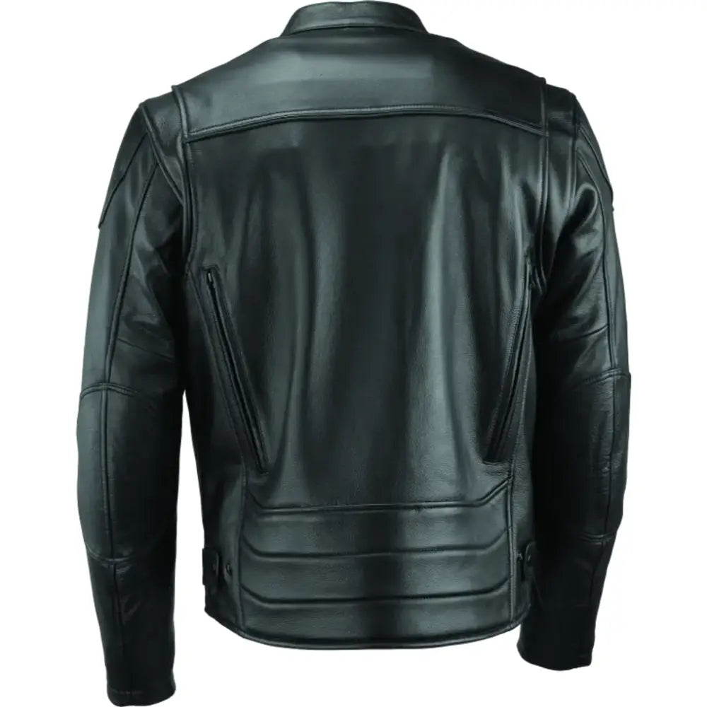 River Road Race leather jacket in black with quilted sleeves