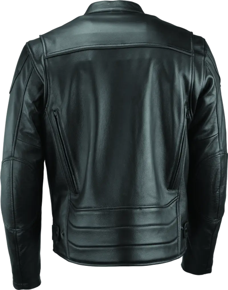 River Road Race leather jacket in black with quilted sleeves