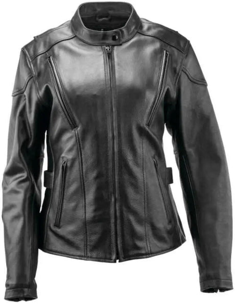 Black River Road Race Leather Jacket for Women in Small size, stylish race leather look
