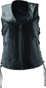 Black River Road Sapphire leather vest with zipper for women 2XL