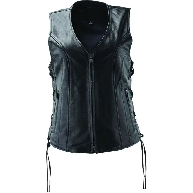 River Road Sapphire Leather Vest Black Womens - XL - 094447 - Apparel