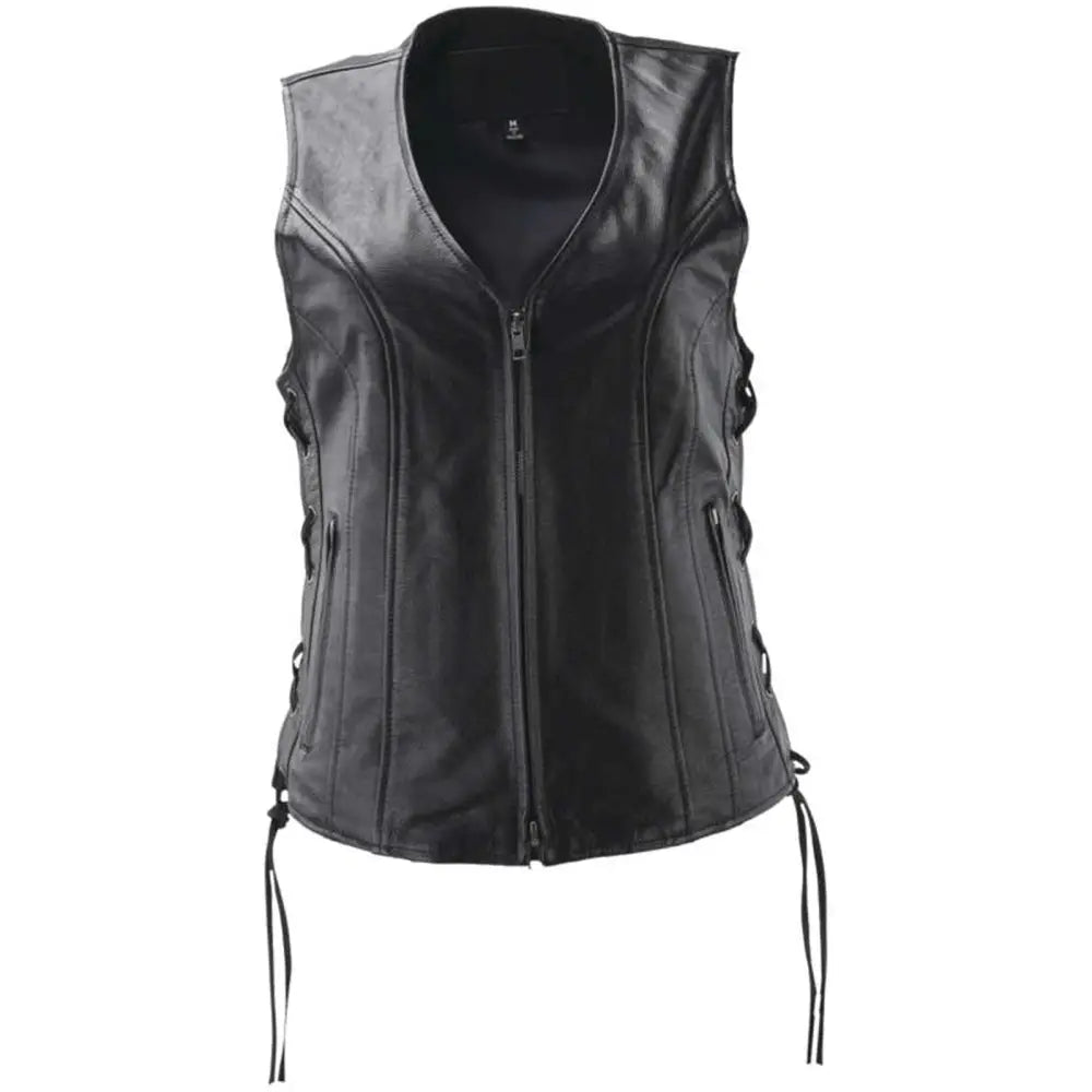 River Road Sapphire Leather Vest Black Womens - XL - 094447 - Apparel