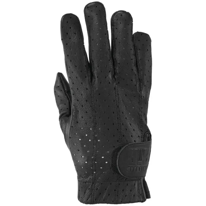 Black leather golf glove from River Road Tucson featuring perforated Tucson Leather design