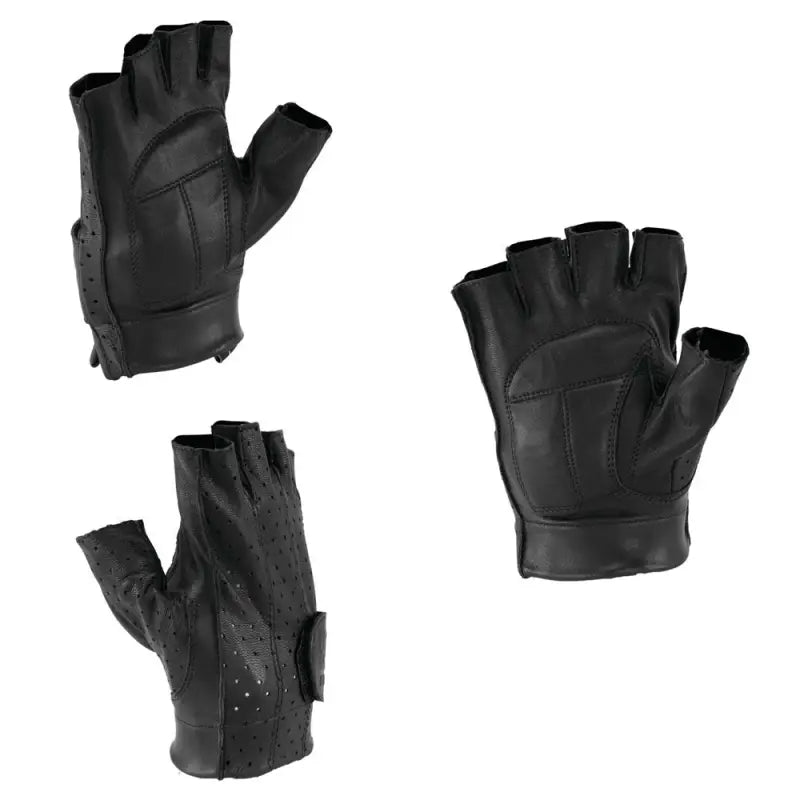 River Road Tucson shorty gloves black for biker look, fingerless leather gloves
