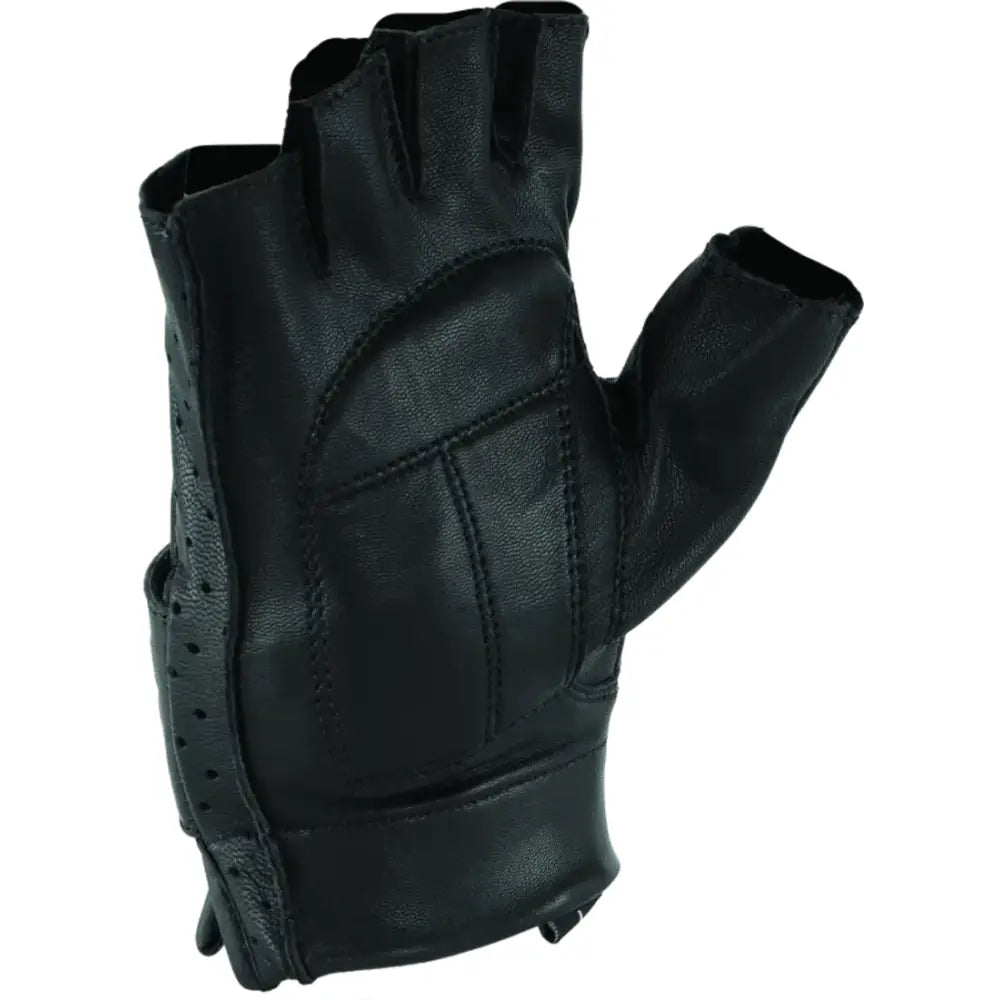 Black leather fingerless shorty gloves from River Road Tucson Road Tucson Shorty collection