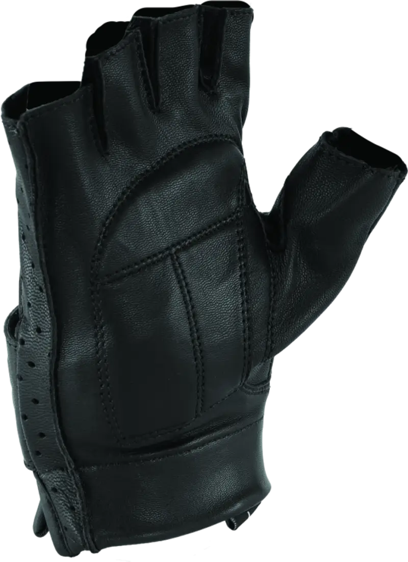 Black leather fingerless shorty gloves from River Road Tucson Road Tucson Shorty collection