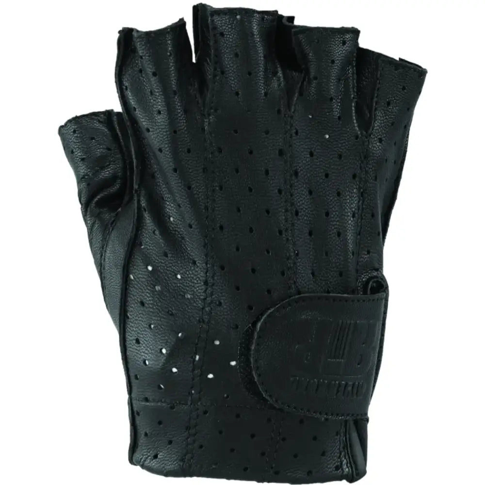 Black fingerless leather shorty gloves from River Road Tucson Tucson Shorty series