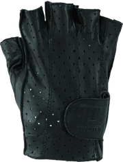 Black fingerless leather shorty gloves from River Road Tucson Tucson Shorty series