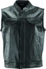 Black leather motorcycle club vest river road vandal road vandal club 4XL