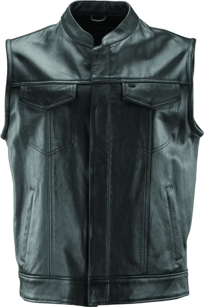 Black leather motorcycle club vest river road vandal road vandal club 4XL