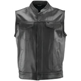 Black leather road vandal club vest for motorcycle riders in 4XL size by River Road Vandal