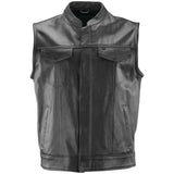 Black leather club vest for bikers, River Road Vandal Road Vandal Club 4XL