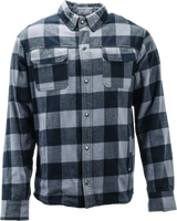 Black and gray plaid River Road Vise Flannel Moto Shirt in 3XL for a cool rugged look