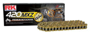 Gold-colored motorcycle chain GB420MXZ-134L for improved riding experience