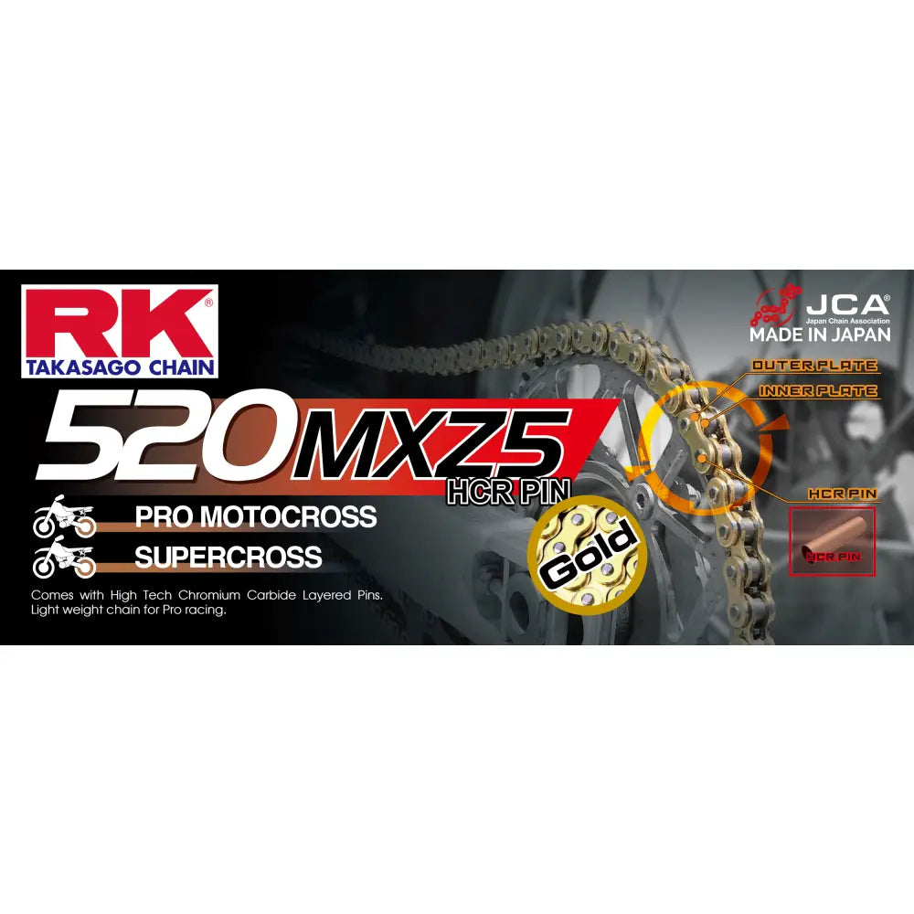RK Excel 525 ZXW Drive Chain GB520MXZ5-120 - Gold GB520MXZ5 520 120