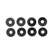 Eight black circular washers for RLIK27 Trailfx Tailgate Hardware for Ford F150, enhancing secure and reliable tailgate operation.