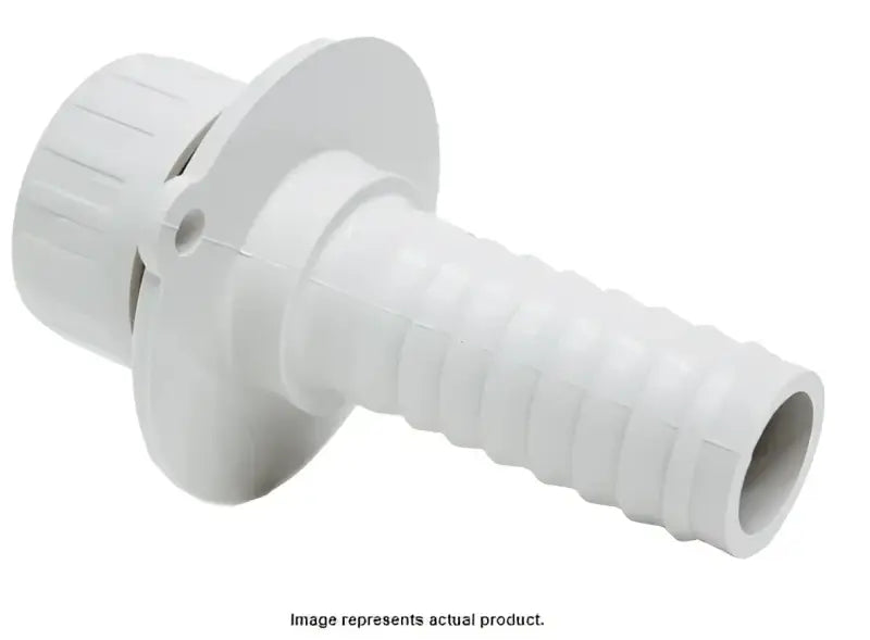 White plastic hose fitting for RM301P Zebra evacuation flange cap and strap