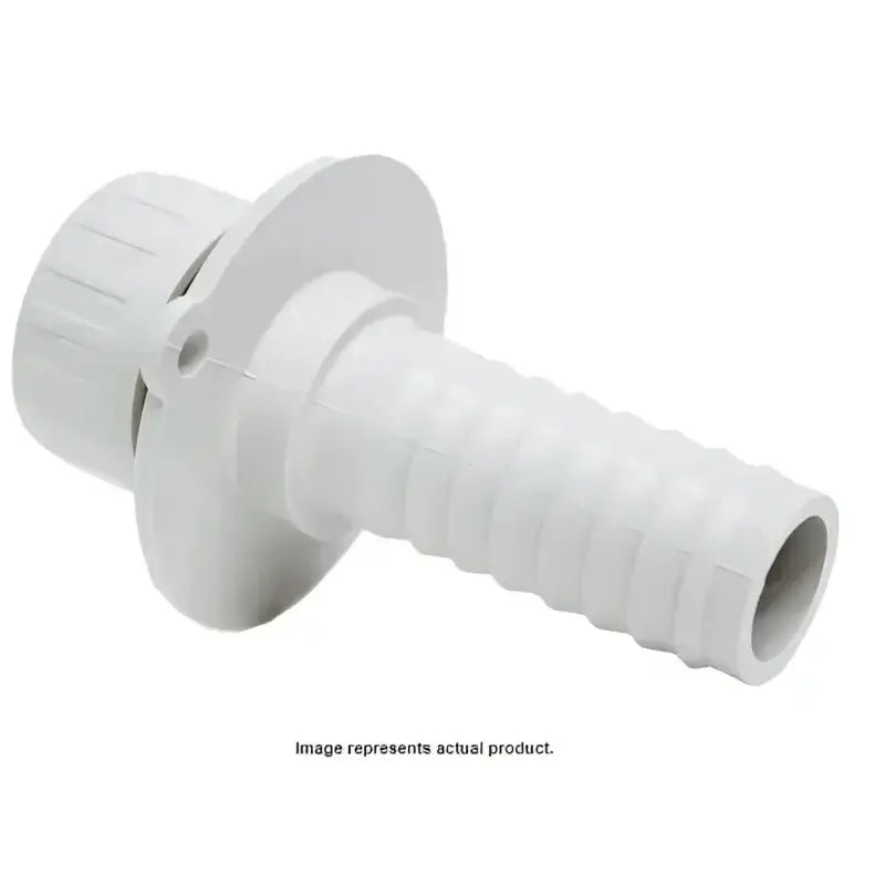 White plastic hose fitting for RM301P Zebra evacuation flange cap and strap