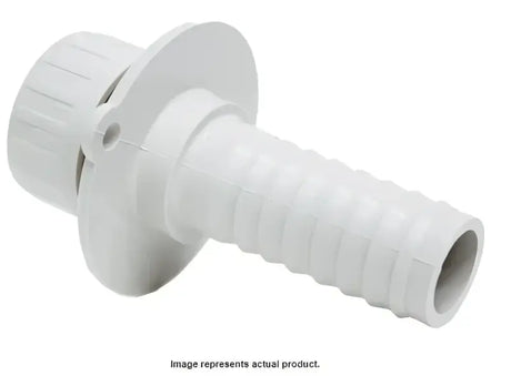 White plastic hose fitting for RM301P Zebra evacuation flange cap and strap
