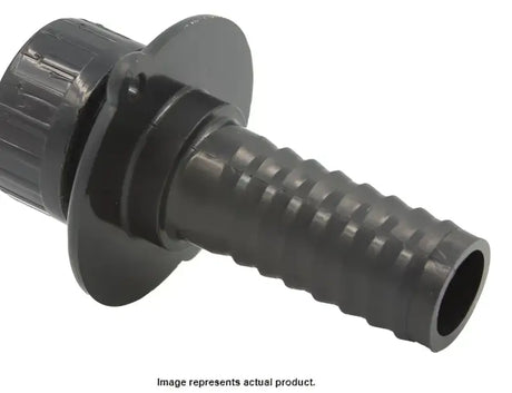 Black plastic hose adapter for evacuation flange cap RM302B Zebra RV Inc