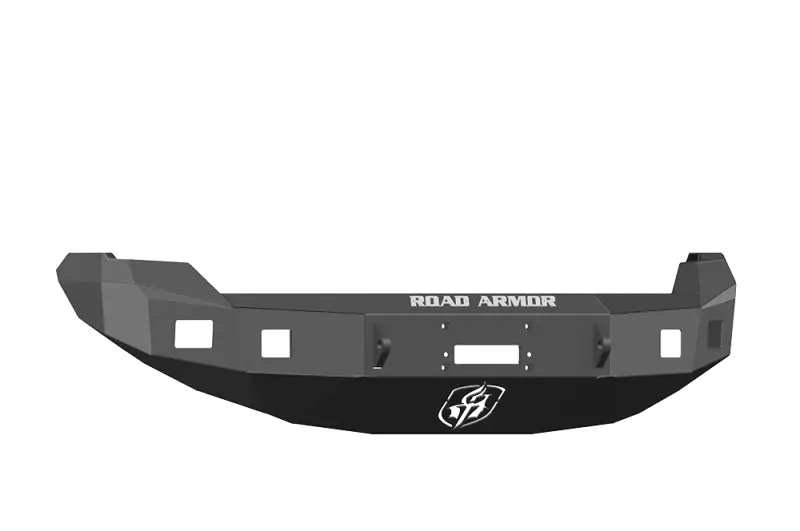 Dark gray heavy-duty Road Armor winch bumper for Ford F-150 off-road trucks