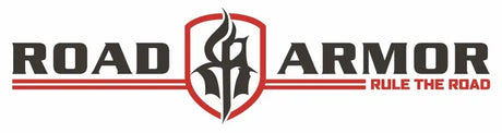 Road Armor logo with the tagline "Rule the Road," featuring a bold and rugged shield design with black lettering and red accents.