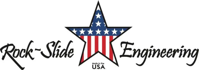 Rock Slide Engineering logo with American flag star - Made in the USA.