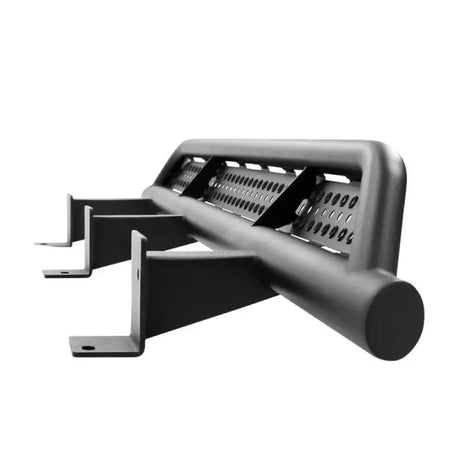 Rocker Panel Guard Round Tube; With Full Length Step Area; Powder Coated; Black; Steel - Truck & Automotive