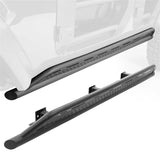Rocker Panel Guard Round Tube; With Full Length Step Area; Powder Coated; Black; Steel - Truck & Automotive
