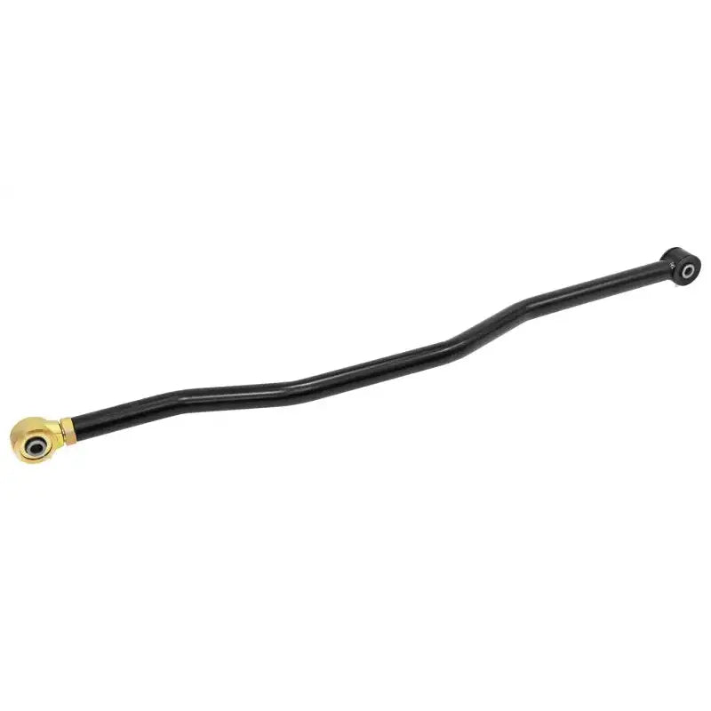 Black bent metal rod with gold and black spherical ends for RockJock JK Johnny Joint Trac Bar